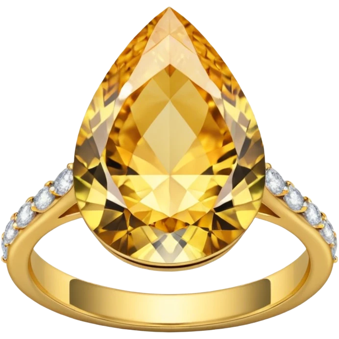 Pear cut engagement ring with small gold band with diamonds  emoji