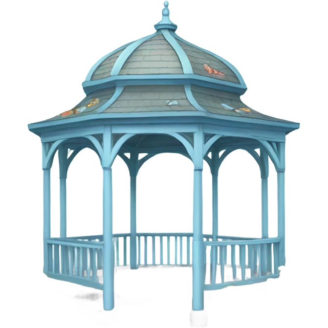 Pastel blue gazebo with colorful flowers and butterflies  emoji
