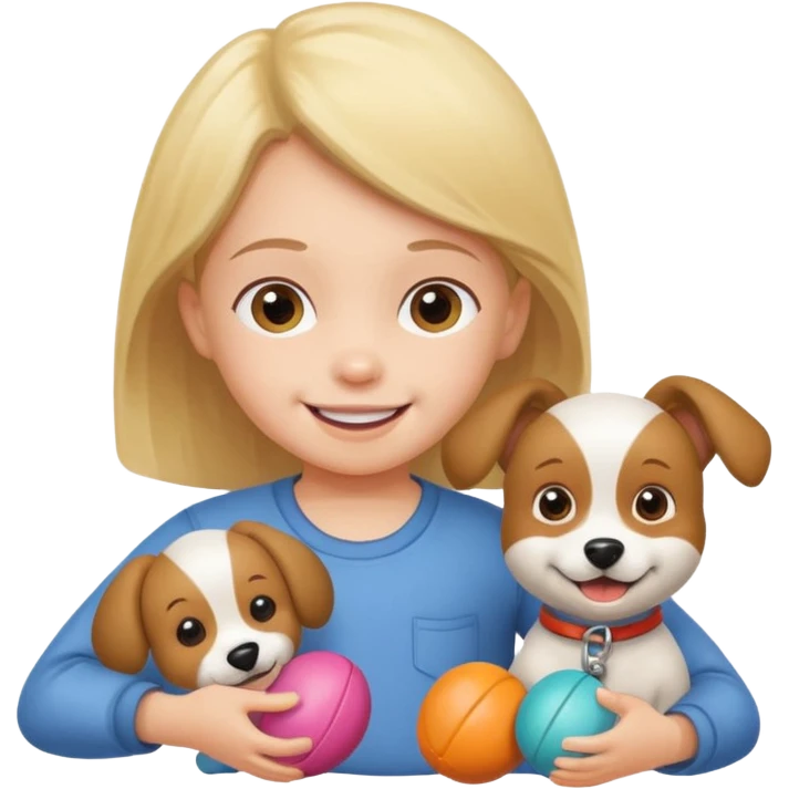 child with dog toys emoji