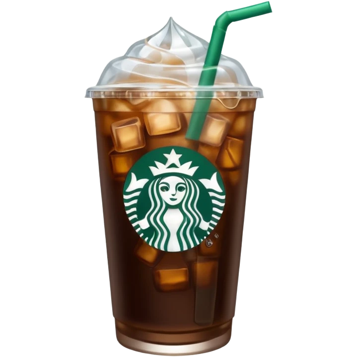 Starbuck ice coffee with ice cubes emoji