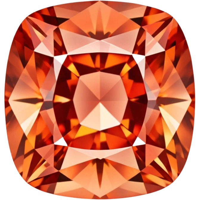Cushion cut Padparadscha sapphire with salmon coral color and exceptional brilliance emoji