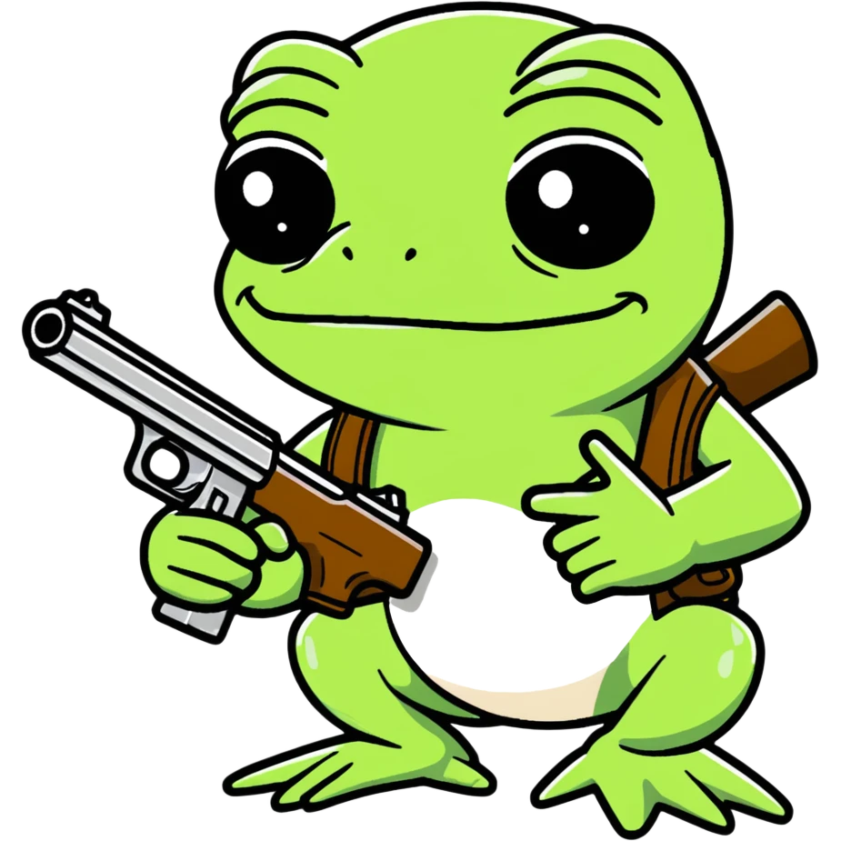 Pepe the frog with two guns emoji