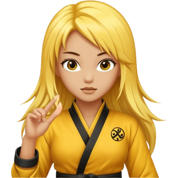 sexy girl with long yellow hair, kung fu emoji