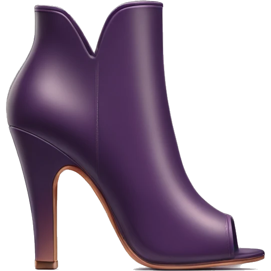 Realistic Isolated pair of dark purple to light purple with rose gold front facing peep toe ankle bootie boots.  emoji