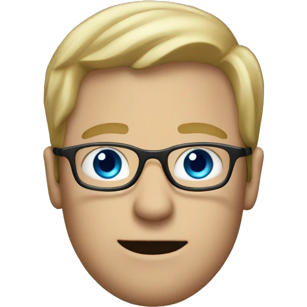 Dirty blond hair man with blue eyes and eyeglasses emoji