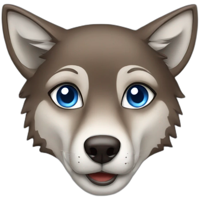 Brown female wolf blue eyes  emoji