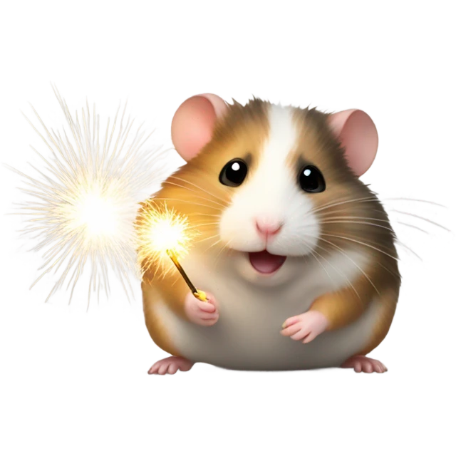 Christmas hamster with sparkler emoji