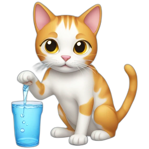 cat drinking water emoji