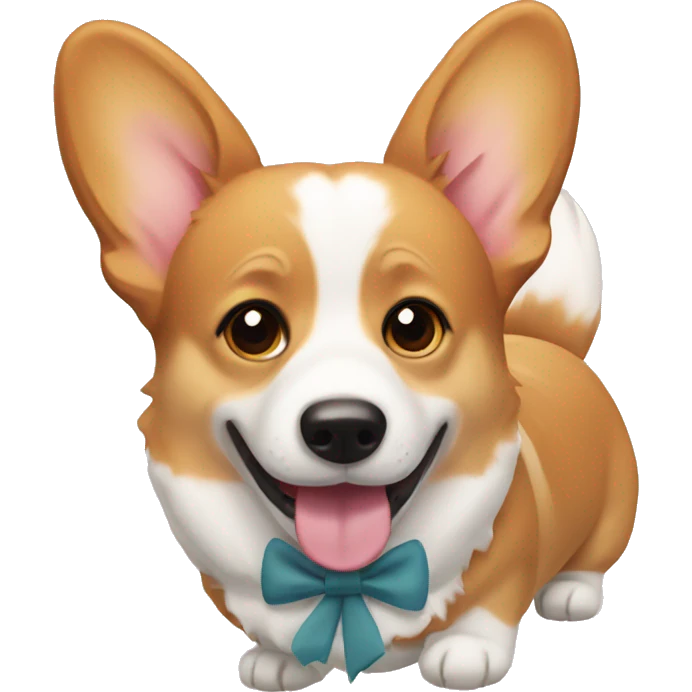 corgi wearing a bow emoji