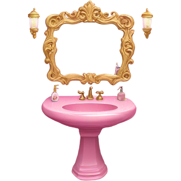 Pink glitter sink with mirror  emoji
