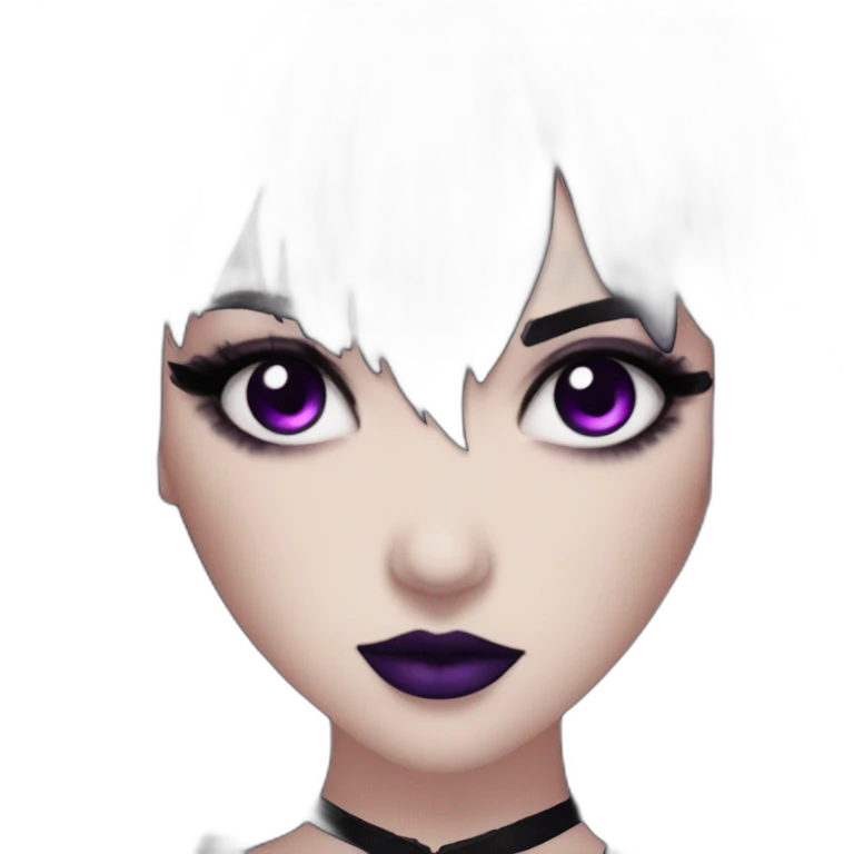Elissabat-with-bangs-long-hair-dark-purple-and-black-vampire-goth-makeup-pinkeyes-romanticgothcloses emoji