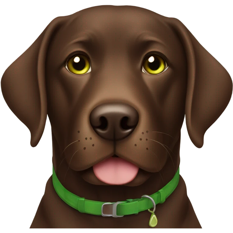 Chocolate lab with green collar emoji