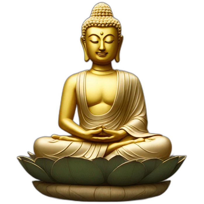 Moine en position de lotus, avec une statue de bouddha emoji