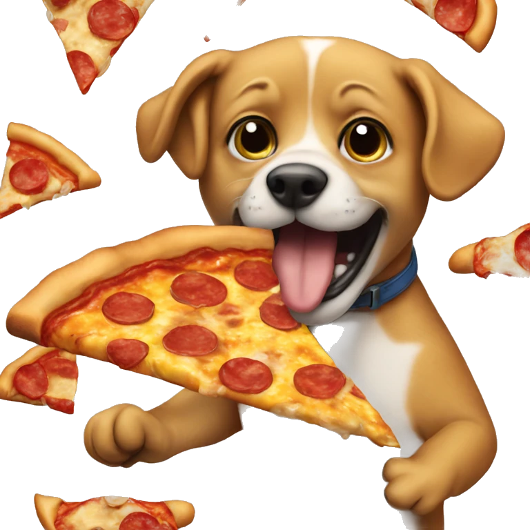 Dog eating pizza emoji