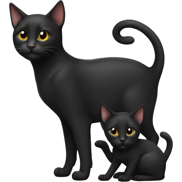 Two black cats with kittens emoji