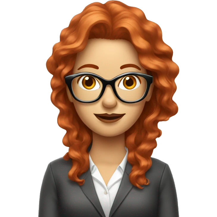 Wavy red haired women with big golden glasses Homeoffice    emoji