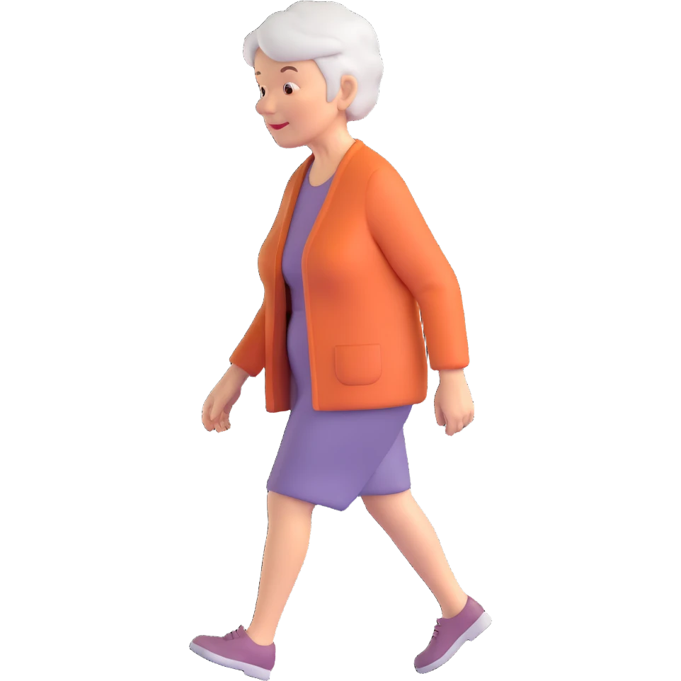 elderly woman with short hair walking emoji