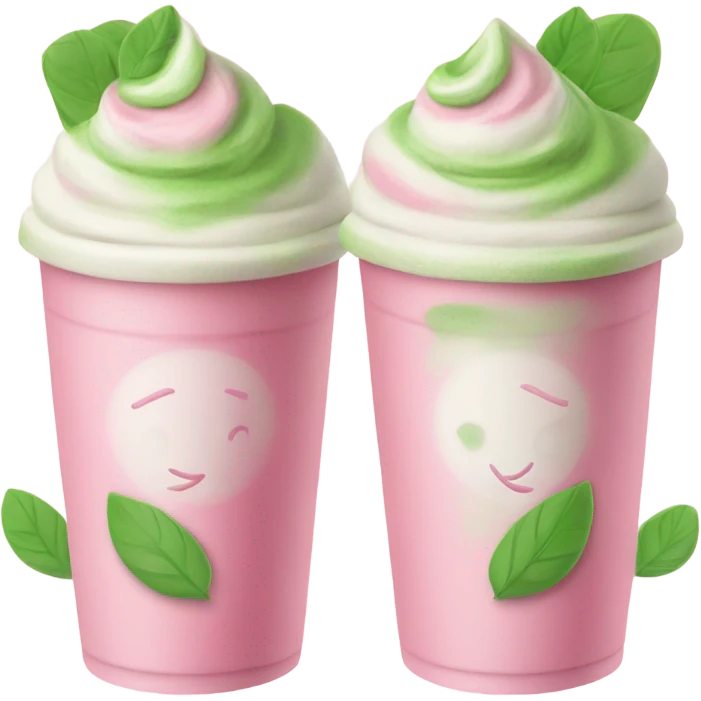 pink and green matcha latte emoji
