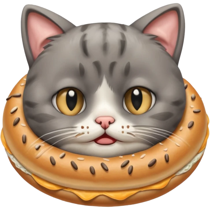 Ağlayan üzgün simit yiyen kedi emoji