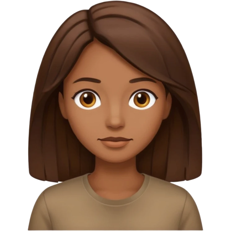 Woman médium large hair brown brunette brown shirt emoji