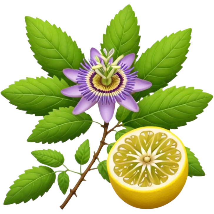 lavender, passion flower, ashwagandha roots, lemon balm emoji