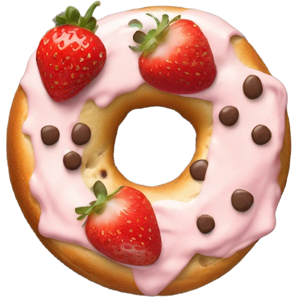 Chocolate chip bagel with strawberry cream cheese   emoji