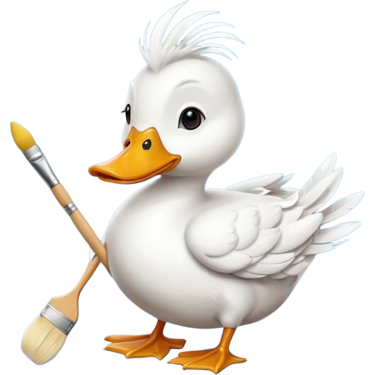 Duck holding a paintbrush emoji