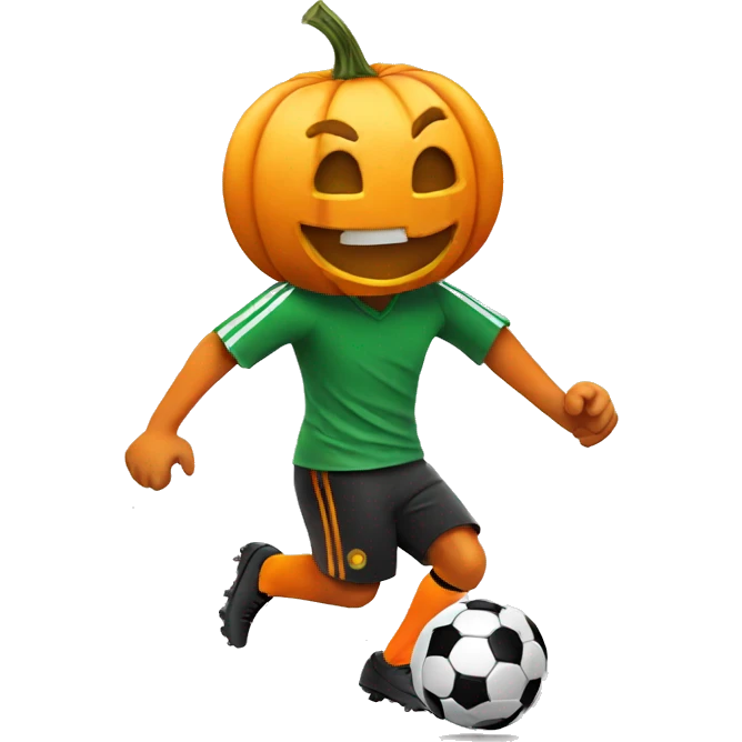 Pumpkin person playing soccer emoji