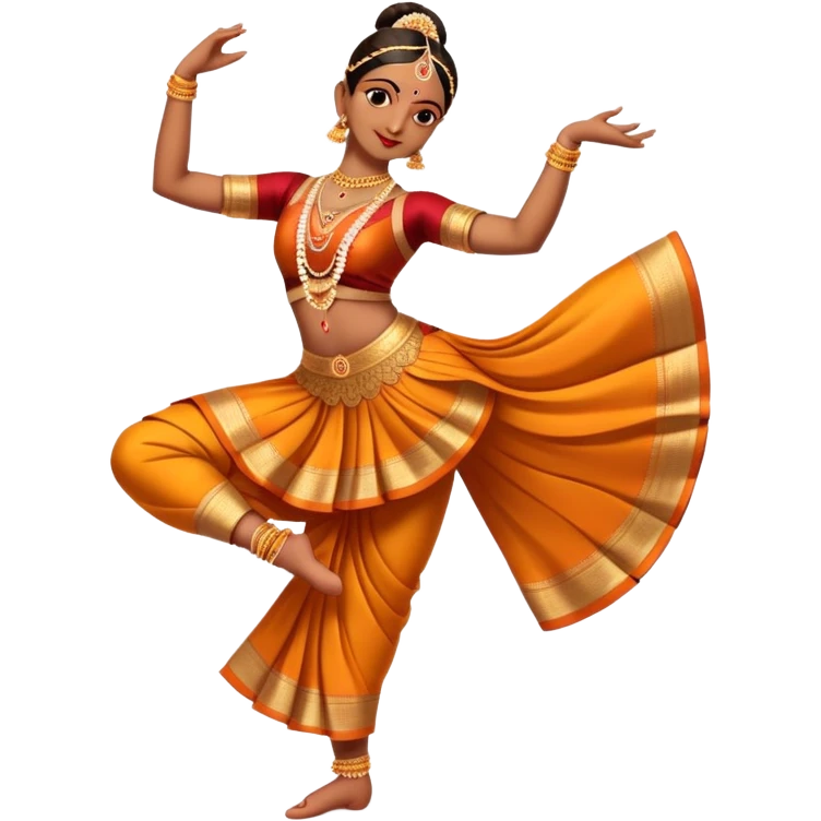 cinematic-realistic-bharatanatyam-dance-emoji,-depicted-as-an-elegant-classical-indian-dance-performance-with-graceful-poses,-intricate-costumes,-and-expressive-hand-gestures,-rendered-with-rich-textures-and-warm-dramatic-lighting, single dancer full body  emoji