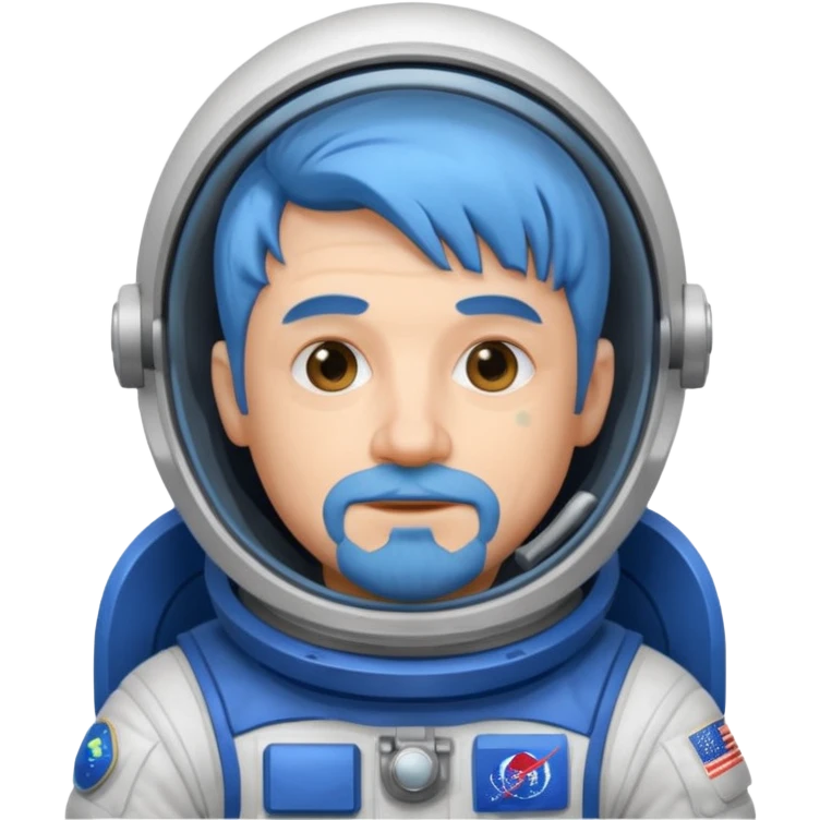 Astronauts, Middle-age, male, white skin, blue hair and blue beard emoji