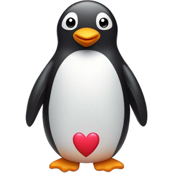 penguin cute little with hearts emoji