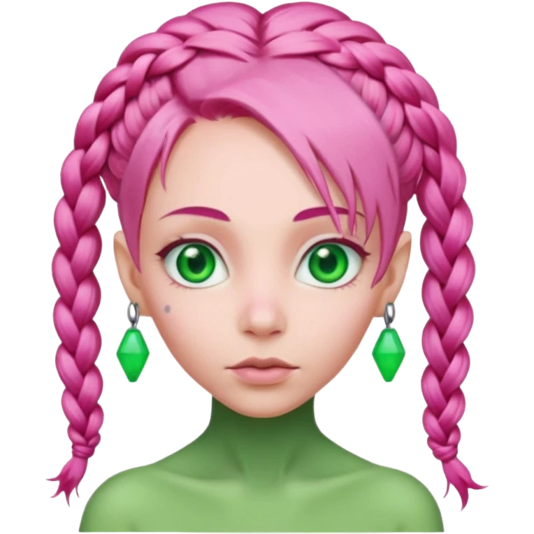 pink haired braided alien emoji