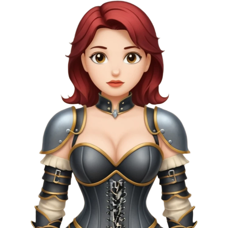 ]armor corset leather top, busty female emoji