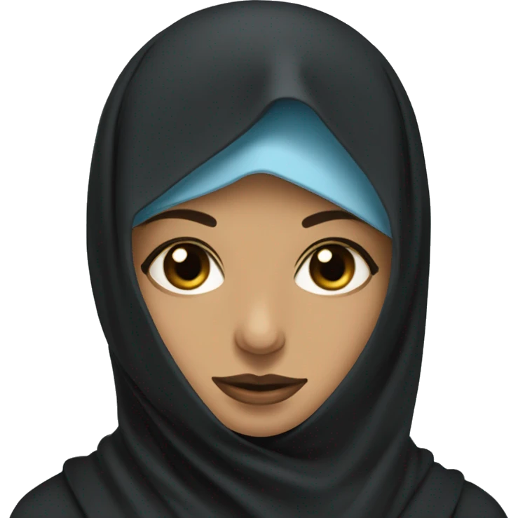 niqabi with a light blue abaya and a black niqab that covers her eyebrows and noes no eyes and laptop emoji