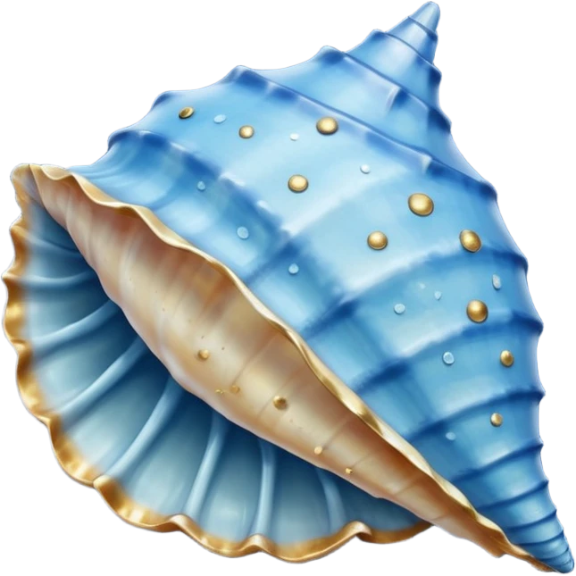 Light blue and navy blue with gold specks conch shell emoji
