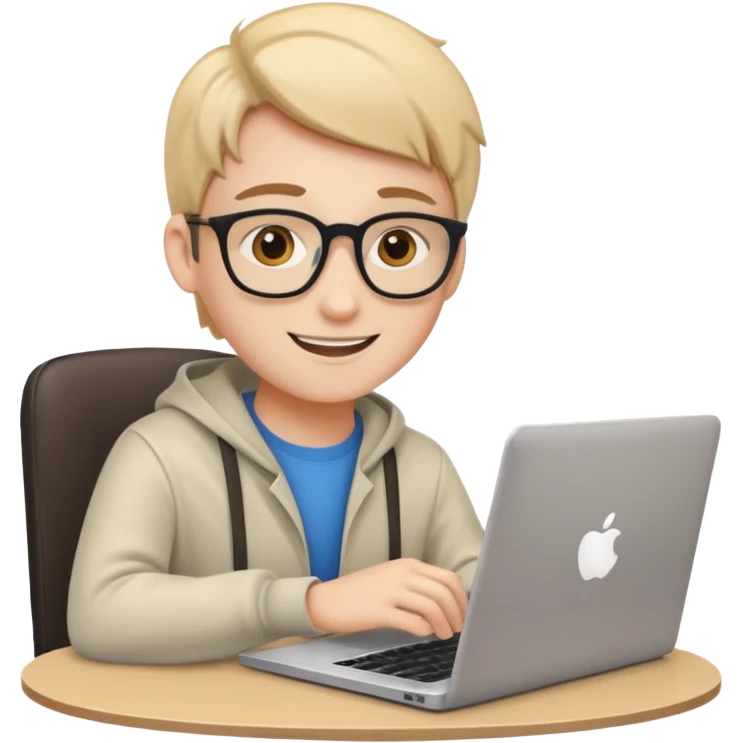 young programmer, cheerful, coding on laptop emoji