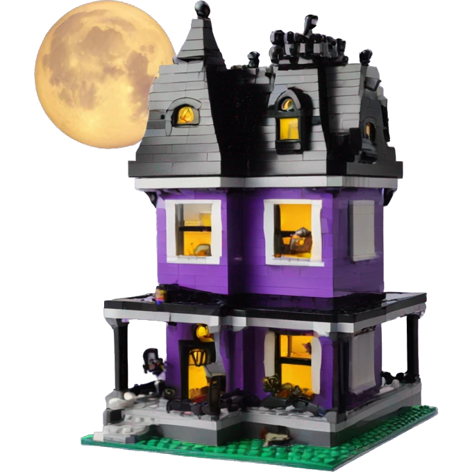 Lego Purple Haunted House Moon emoji