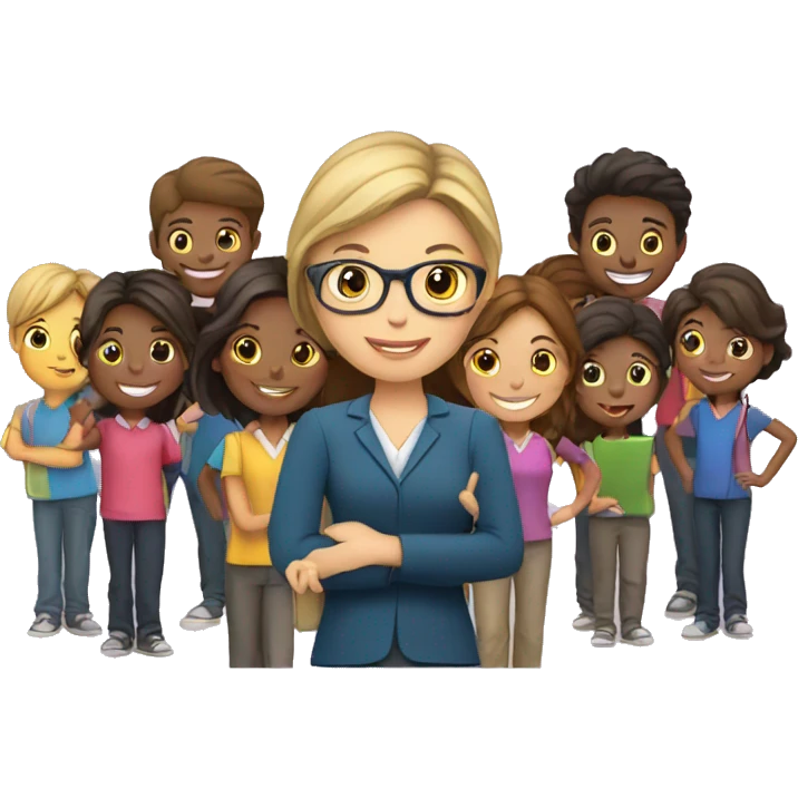 teacher with students emoji
