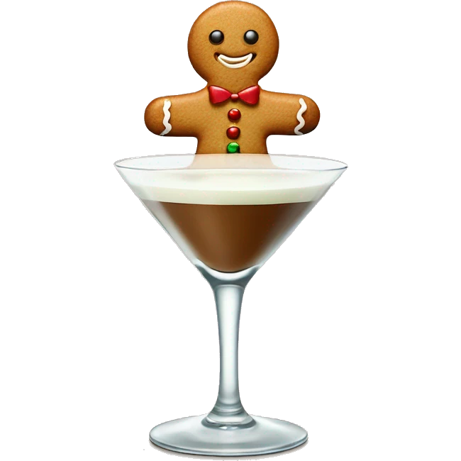 Tiny Gingerbread man in a gingerbread martini emoji