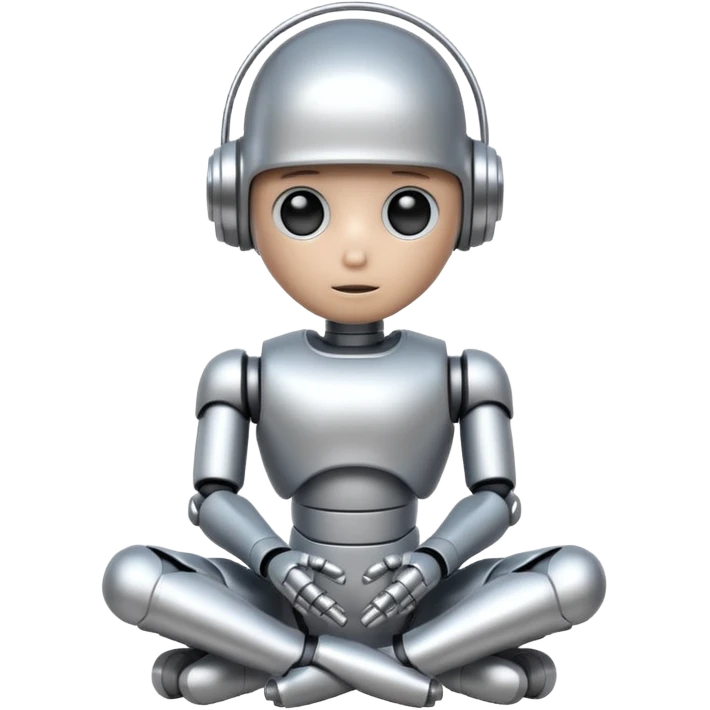 cute robot doing a thinking pose emoji