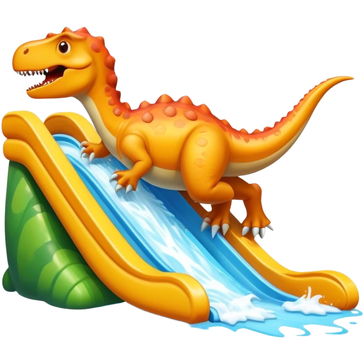 Dinosaur on water slide emoji
