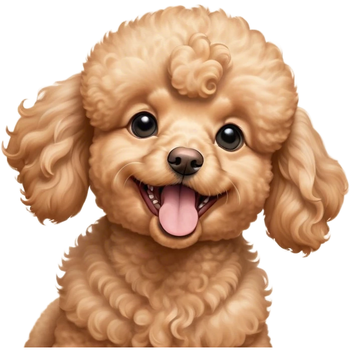 Cinematic Cute Yawning Apricot Poodle Portrait Emoji, Head tilted slightly with a dramatic, wide-open yawn, displaying a soft, curly apricot Fur with delicate texture, floppy ears slightly drooping, round warm eyes barely open in drowsy contentment, Simplified yet irresistibly adorable features, highly detailed, glowing with a soft, cozy glow, high shine, relaxed yet expressive, stylized with a touch of whimsy, bright and endearing, soft glowing outline, capturing the essence of a sleepy yet affectionate companion, so drowsy it feels like it could stretch right out of the screen and curl up for a nap! emoji
