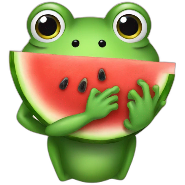 Frog hugging watermelon  emoji
