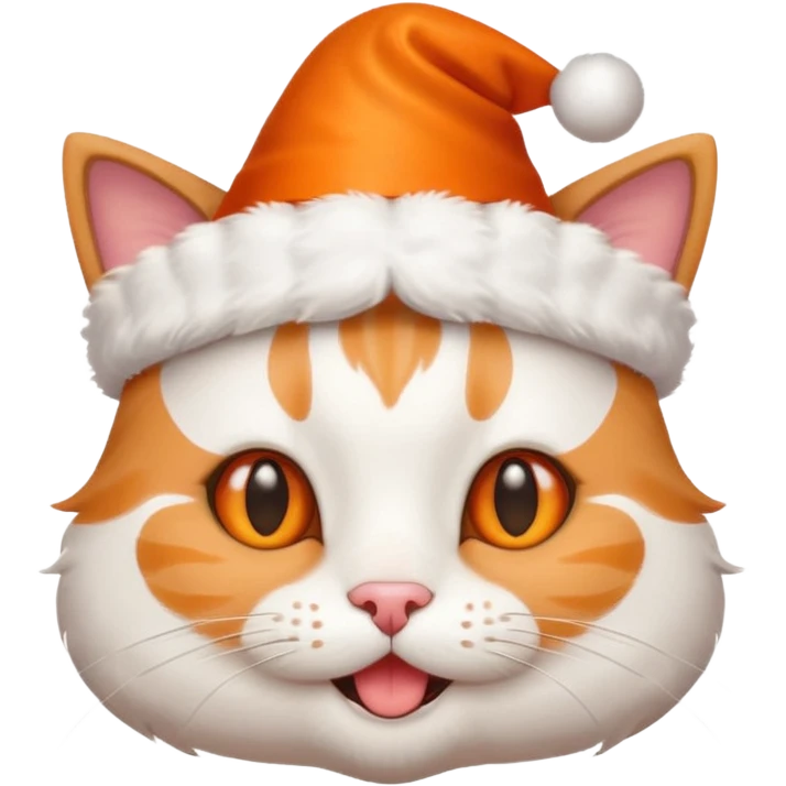 Create cute cat face wearing birthday cap and happy emoji