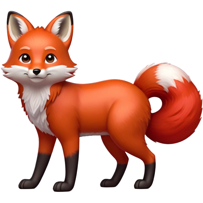 cinematic-[fox]-realistic-full-body-standing on all fours-emoji,-tail-tucked-close,-head-tilted-dramatically,-fox-[red]-fur,-simplified-yet-realistic-focused-features,-highly-detailed,-glowing-with-an-almost-sarcastic-glow  emoji