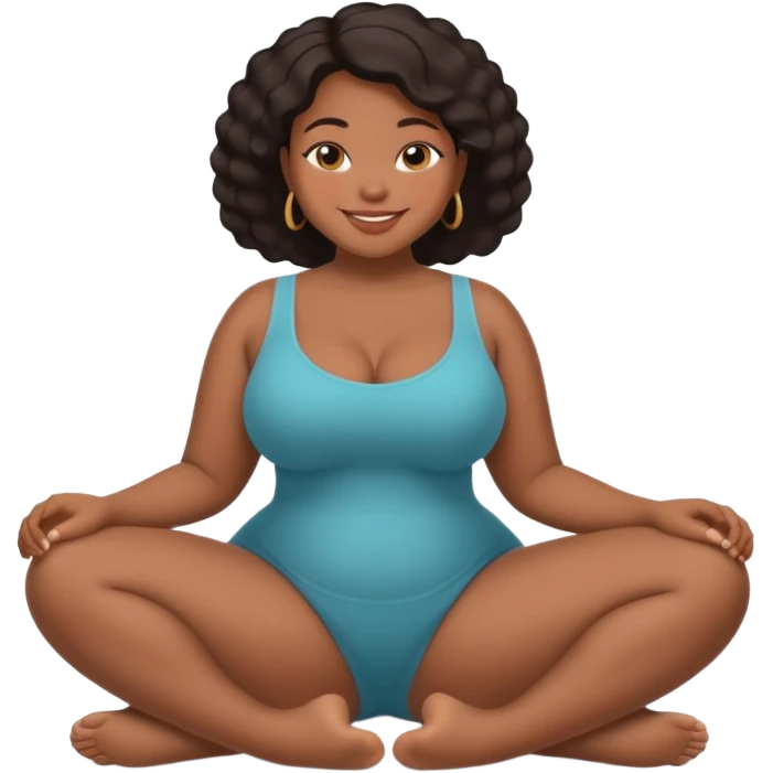 curvy black woman, back view, sitting on her soles, smiling, SFW, no explicit content emoji