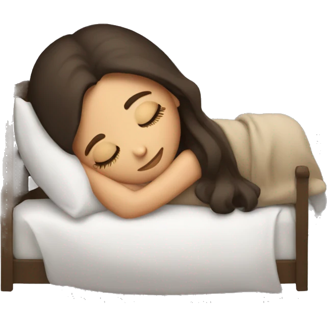 brunette girl sleeping cozy emoji