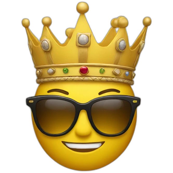 yellow man with sunglasses and a crown emoji