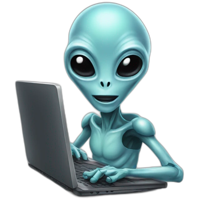 A alien tech using a laptop emoji