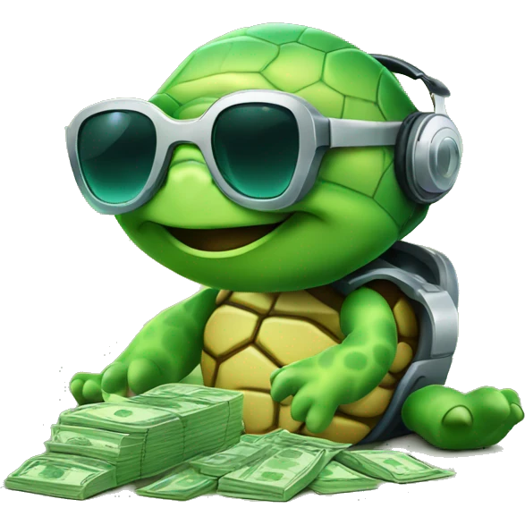dj turtle with money emoji